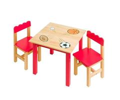 Nice table and chairs in red color for kid photo