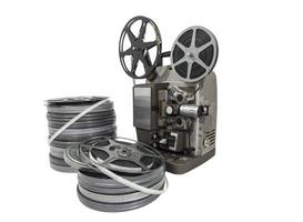 Vintage Movie Film Reels and Projector Isolated photo