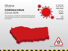 Ghana afectó el mapa del país de la propagación del coronavirus vector