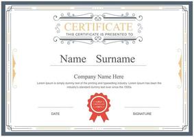 Ornamental Certificate Template with Vintage Frame vector