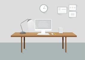 Workplace in Flat Style with Shadows vector
