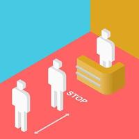 Colorful Poster with Isometric Figures Social Distancing vector