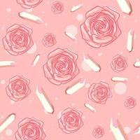 rosas y piedras preciosas rosa de patrones sin fisuras vector