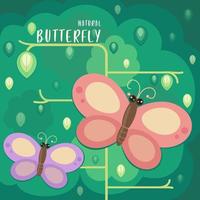 Butterflies Looking for Nectar in Cartoon Style