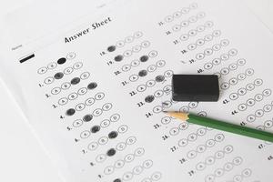 Standardized test form with answers bubbled
