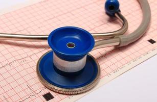 Stethoscope with electrocardiogram graph report photo
