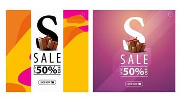 Square discount pop-up windows with presents for website vector