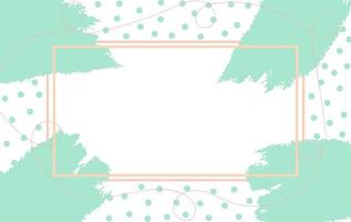 Mint Brushstrokes and Dots Around Pink Line Frame vector