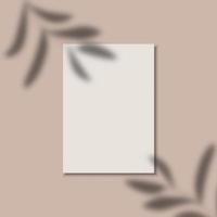 Libro blanco sobre fondo beige con sombras de hojas vector