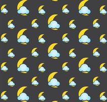 Moon and Clouds Seamless Pattern vector