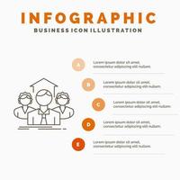 diseño infográfico de trabajo en equipo rojo naranja vector