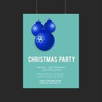 Christmas Party Card with Hanging Ornaments  vector