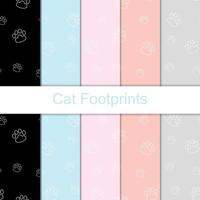 Outline Cat Footprints Pattern vector