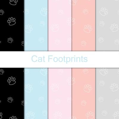 Outline Cat Footprints Pattern