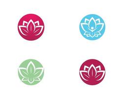 Lotus Flower in Circles Icon Set vector