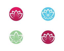 Lotus Flower in Circles Icon Set vector