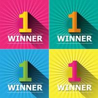 Number One Winner Card Set on Burst Background vector