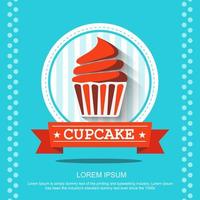 Red Cupcake in Circle Frame with Banner