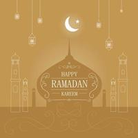 Ramadan Kareem Golden Card with White Elements vector