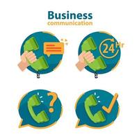 Call Center Icon Set with Phone in Speech Bubble vector