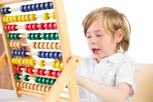 Student doing maths on abacus photo