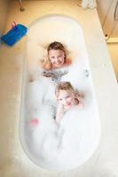 Overhead View Of Two Girls In Bath