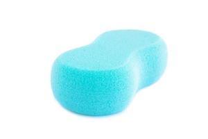 Blue synthetic washing sponge - on white background photo