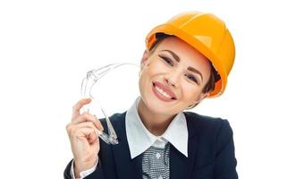Engineer woman over white background
