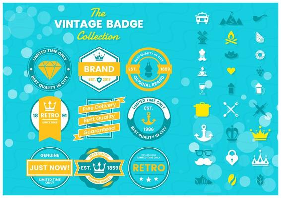 Blue and Yellow Quality, Genuine, Limited Time Logos Set