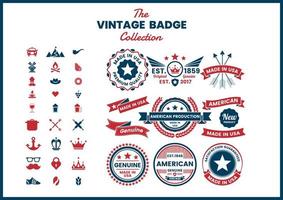 Red and Blue Made in USA, Authentic Logos Set vector