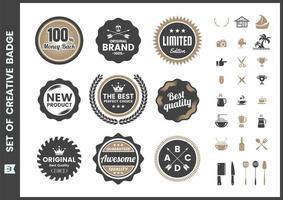 Quality retro badge set vector