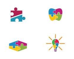 Puzzle logo template set vector