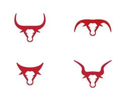 conjunto de iconos simple cabeza de toro rojo vector