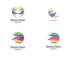 Wire rainbow world logo template set vector