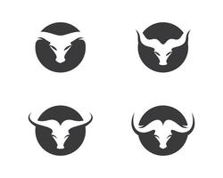 Black circle bull logo template set vector