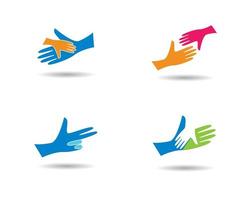 conjunto de logotipo de cuidado de manos vector