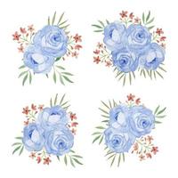 Flower Bouquet with Rose Floral Watercolor Set vector