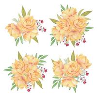 Yellow Lotus Flower Bouquet Watercolor Collection vector