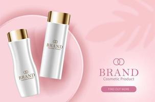 Cosmetic Advertising Banner with Realistic Bottles  vector