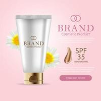 Skin Care Promo Banner with 3D Bottle  vector