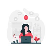 Female Freelancer Working on Computer at Home