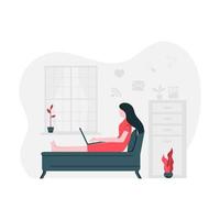 Female Freelancers Working From Home  vector