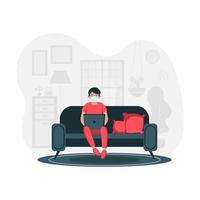 Male Freelancer or Student Working From Home  vector