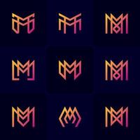  Letter M Gradient Set vector