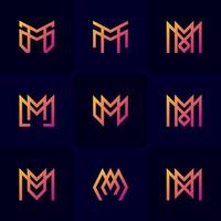  Letter M Gradient Set vector