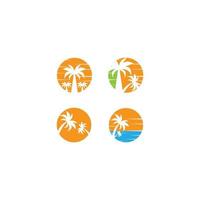 Palm tree summer icon set vector