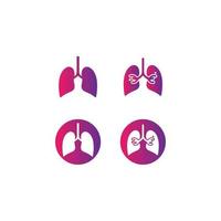 Lung organ icon set vector