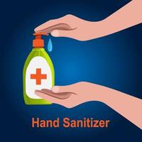 Cartoon Style Hand Using Hand Sanitizer vector