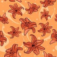 Orange Lilies Seamless Pattern vector