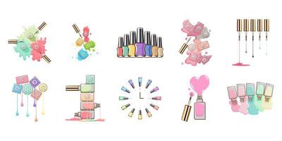 Cartoon Nail Polish Set  vector